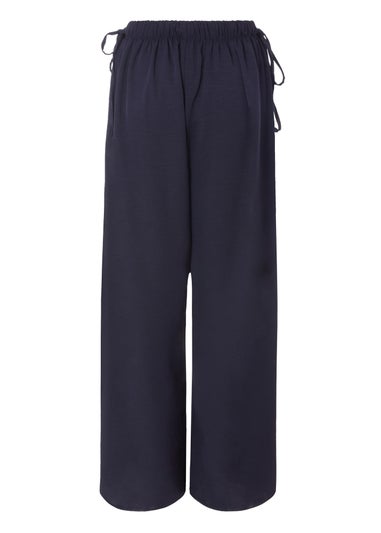 Quiz Navy Tie Waist Palazzo Trousers