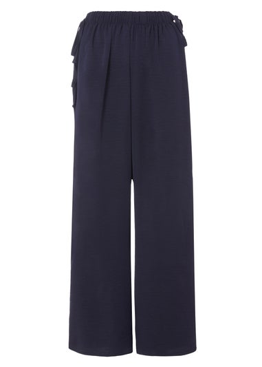 Quiz Navy Tie Waist Palazzo Trousers