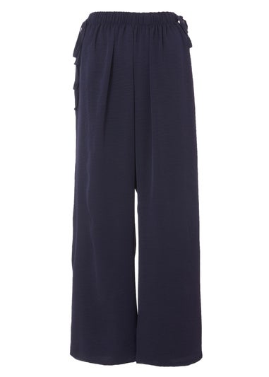 Quiz Navy Tie Waist Palazzo Trousers