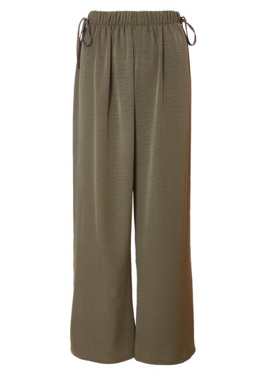 Quiz Khaki Tie Waist Palazzo Trousers