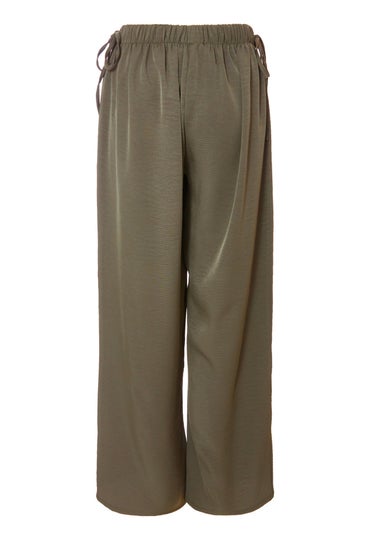 Quiz Khaki Tie Waist Palazzo Trousers