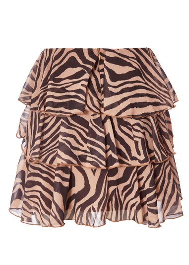 Quiz Brown Chiffon Tiger Print Skirt