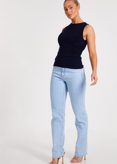 Quiz Navy Drape Back Top
