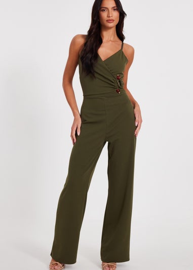 Quiz Khaki Strappy Buckle Detail Jumpsuit