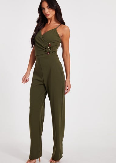 Quiz Khaki Strappy Buckle Detail Jumpsuit