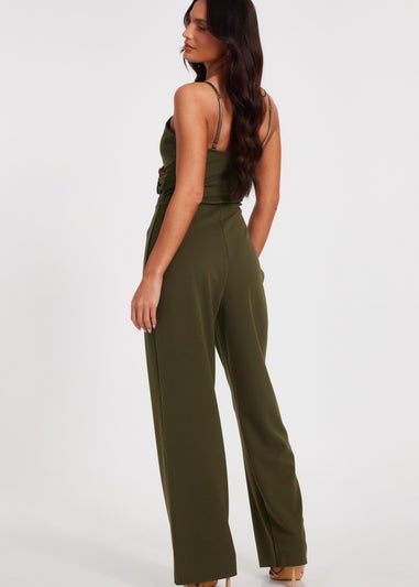 Quiz Khaki Strappy Buckle Detail Jumpsuit