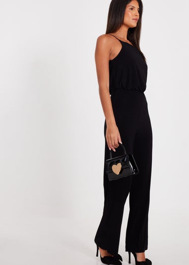 Quiz Black Asymmetric Draped Jumpsuit