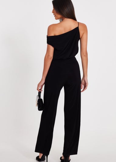 Quiz Black Asymmetric Draped Jumpsuit