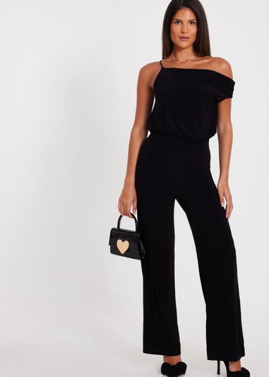 Quiz Black Asymmetric Draped Jumpsuit