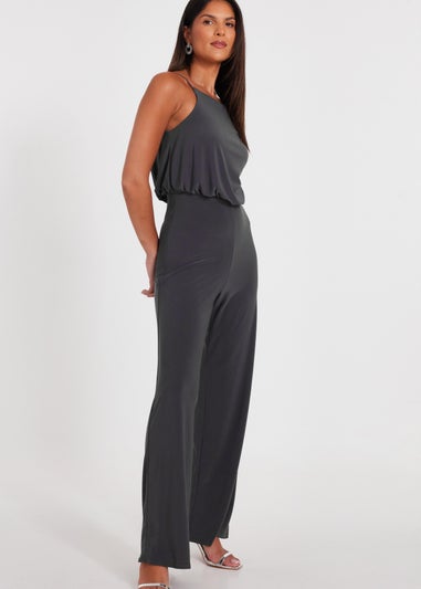 Quiz Charcoal Asymmetric Draped Jumpsuit