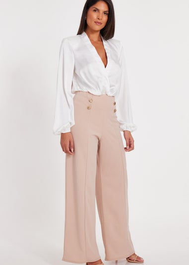 Quiz Stone Button Detail Palazzo Trousers