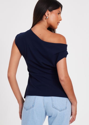 Quiz Navy Drape Neck Top