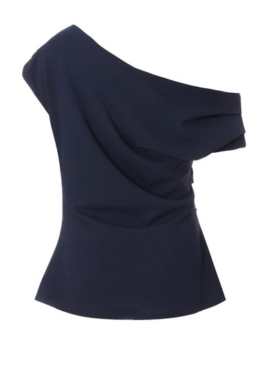 Quiz Navy Drape Neck Top