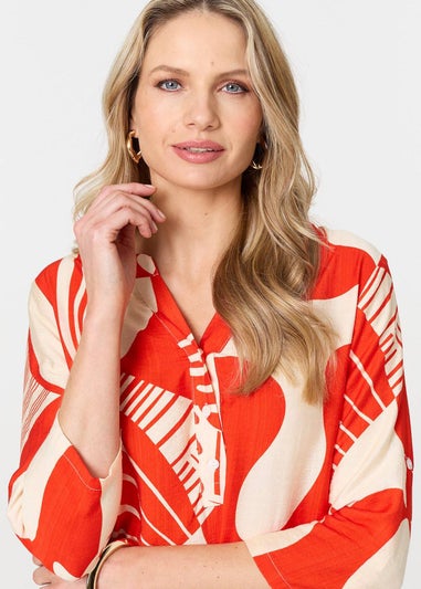 Izabel London Red Abstract Button Detail Blouse