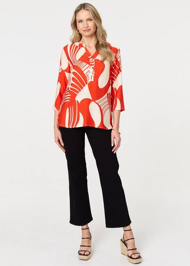 Izabel London Red Abstract Button Detail Blouse