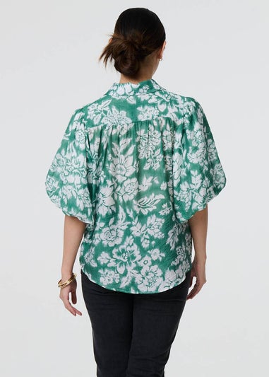 Izabel London Green Floral Print Shirt