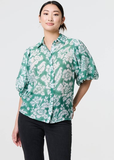 Izabel London Green Floral Print Shirt
