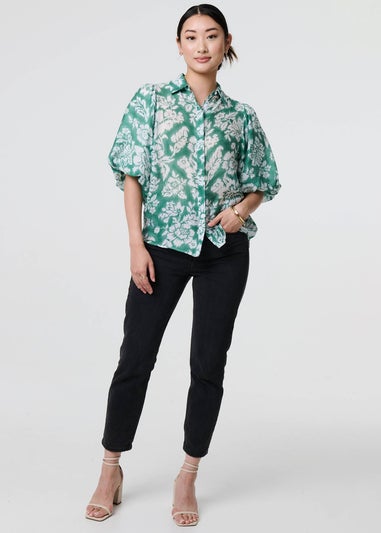 Izabel London Green Floral Print Shirt