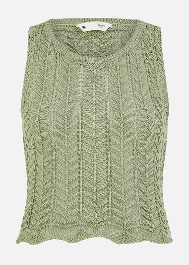 Yumi Green Crochet Knitted Tank Top