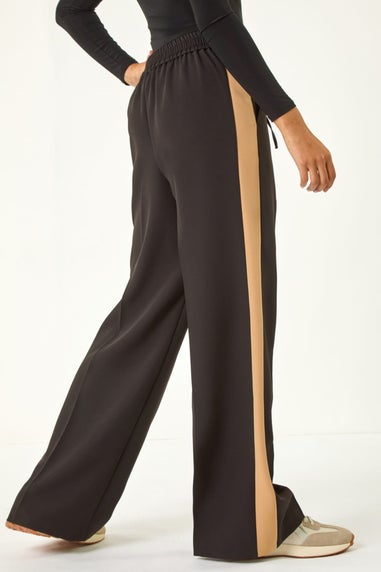 Roman Black Side Stripe Wide Leg Trouser