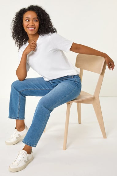 Roman Denim Petite Stretch Straight Leg Jeans