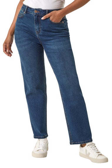 Roman Indigo Petite Stretch Straight Leg Trousers