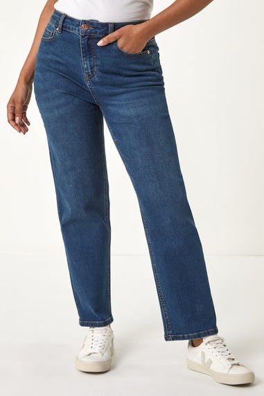 Roman Indigo Petite Stretch Straight Leg Trousers
