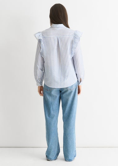 Gini London Stripe Frill Cotton Shirt