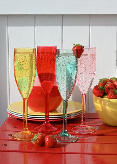 Summerhouse by Navigate Strawberries & Cream Flute set of 4 Mixed Colours