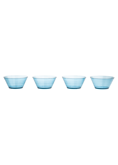 Three Rivers Blue Linear Reusable Plastic Tableware Bowl (Set of 4)