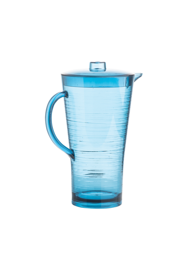 Three Rivers Blue Linear Reusable Plastic Tableware Pitcher (2L)