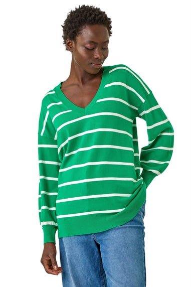 Roman Green Stripe Print Knitted Jumper