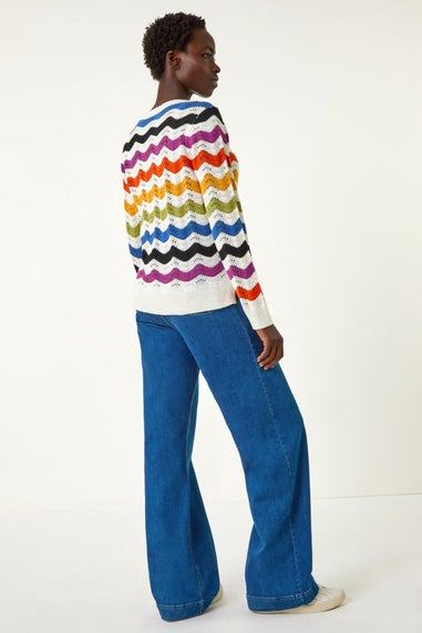 Roman Multi Striped Wave Knit Jumper