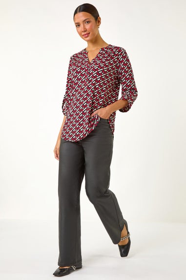 Roman Red Geometric Print Shirt