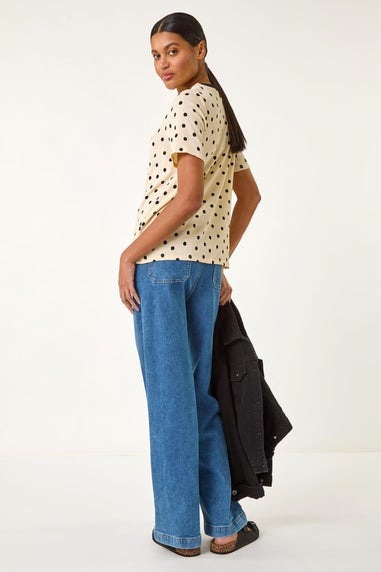 Roman Ivory Textured Spot Stretch Top