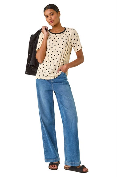 Roman Ivory Textured Spot Stretch Top
