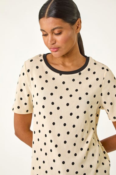 Roman Ivory Textured Spot Stretch Top