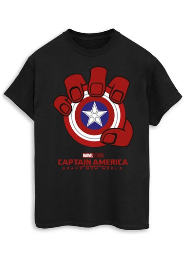 Marvel Captain America Brave New World Shield Black T-Shirt