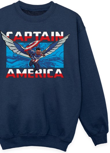 Marvel Captain America Brave New World Flying Kids Navy Sweatshirt (3-13 Years)