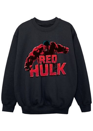 Marvel Captain America Brave New World Red Hulk Pose Kids Black Sweatshirt (3-13 Years)