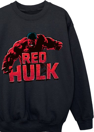 Marvel Captain America Brave New World Red Hulk Pose Kids Black Sweatshirt (3-13 Years)