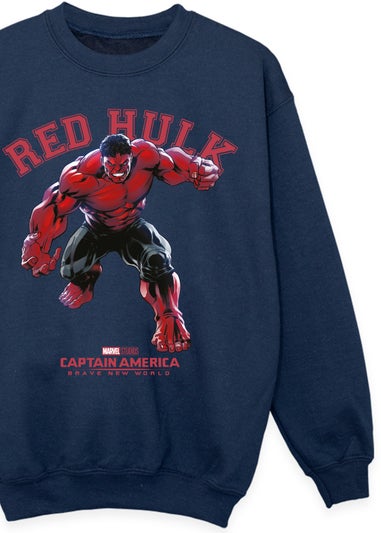 Marvel Captain America Brave New World Red Hulk Kids Navy Sweatshirt (3-13 Years)