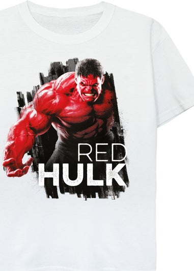 Marvel Captain America Brave New World Red Hulk Burst Kids White T-Shirt (3-13 Years)