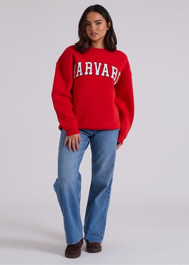 Urban Bliss Red Harvard Oversized Sweatshirt