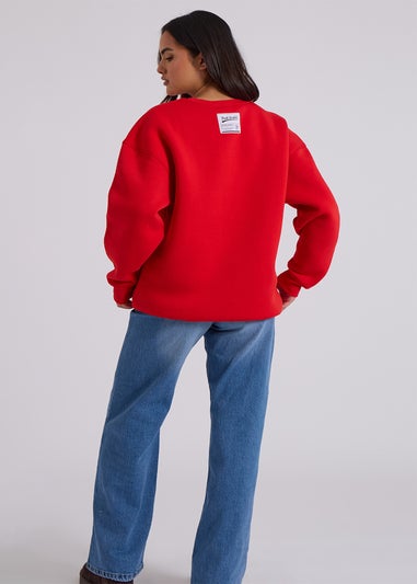 Urban Bliss Red Harvard Oversized Sweatshirt