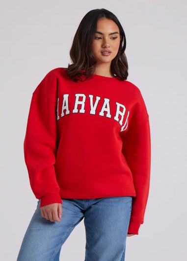 Urban Bliss Red Harvard Oversized Sweatshirt