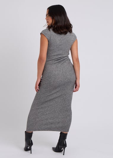 Urban Bliss Brushed Grey Jersey Maxi Ruched Dress