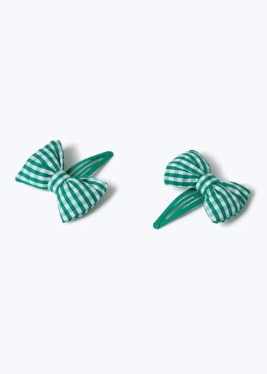 Muse Flitzy Back To School Green Puff Bow Clips