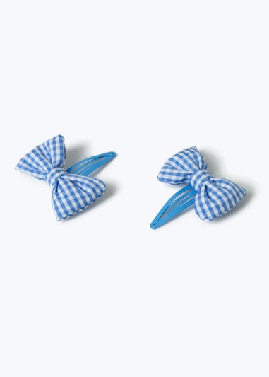 Flitzy Back To School Blue Puff Bow Clips