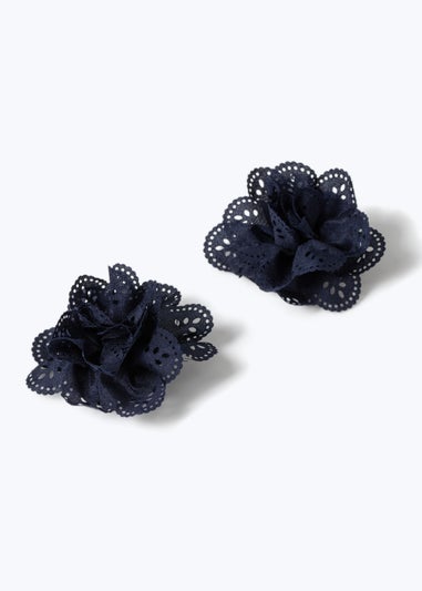 Muse Flitzy Back To School Navy Flower Clips